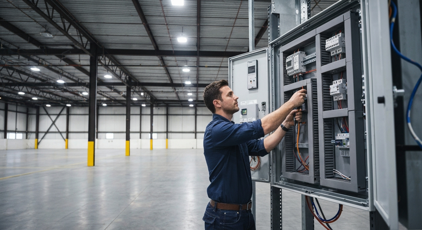 Kincaid Electric technician servicing commercial electrical equipment